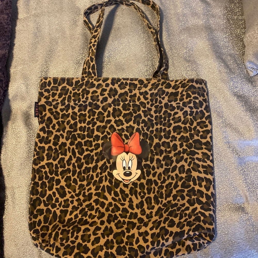 J-Crew Canvas Minnie Mouse Leopard Print Tote Bag